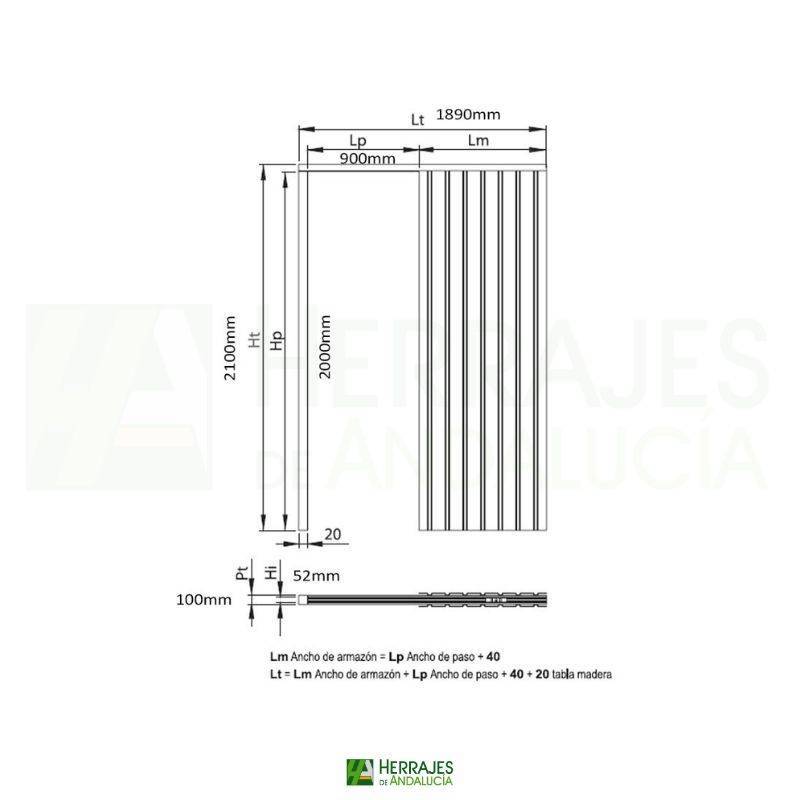 Premarco para Pladur 92x203 cm pared 100 mm | Herrajes de Andalucía