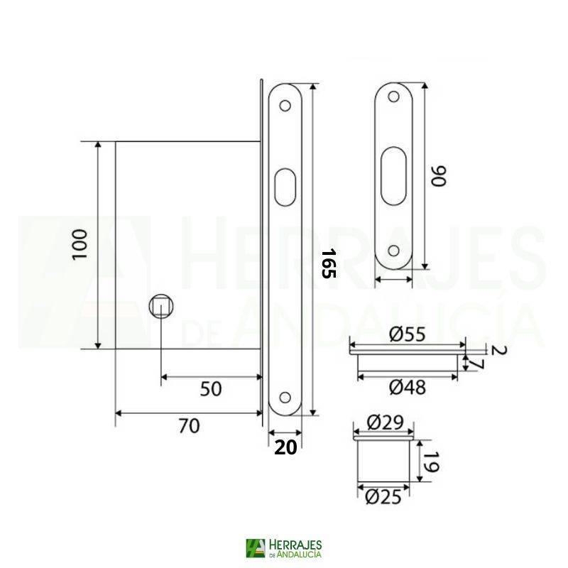 Kit Puerta Corredera con Condena Redonda Níquel | Herrajes de Andalucía