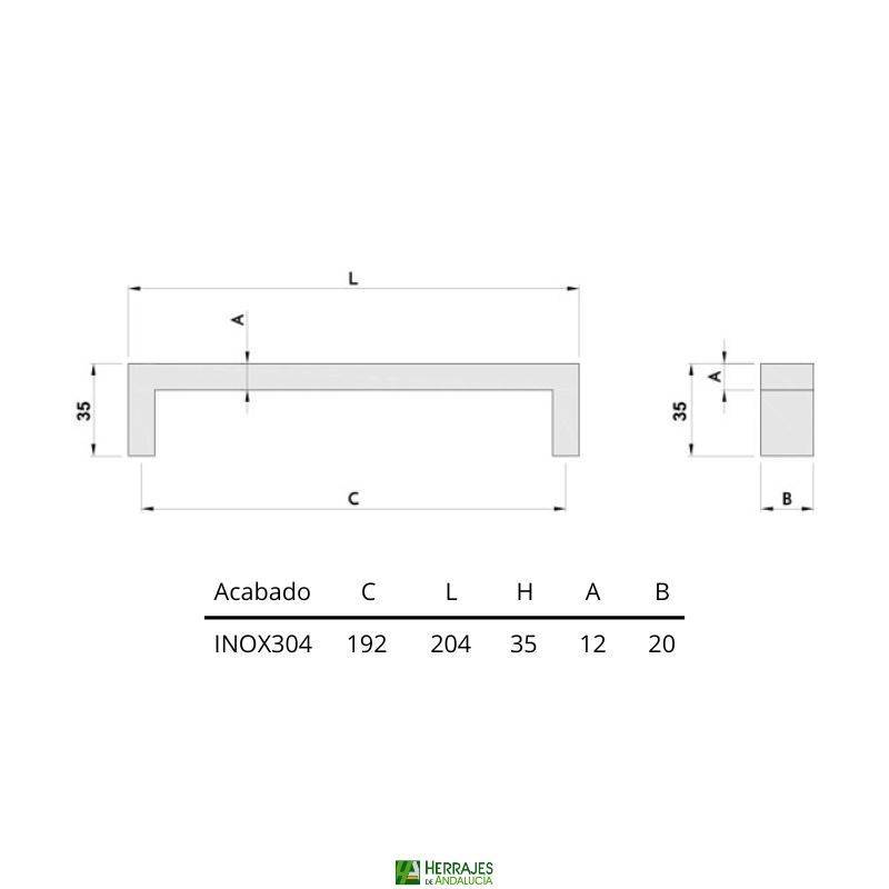 Tirador HIOS Mueble 204mm | Herrajes de Andalucía