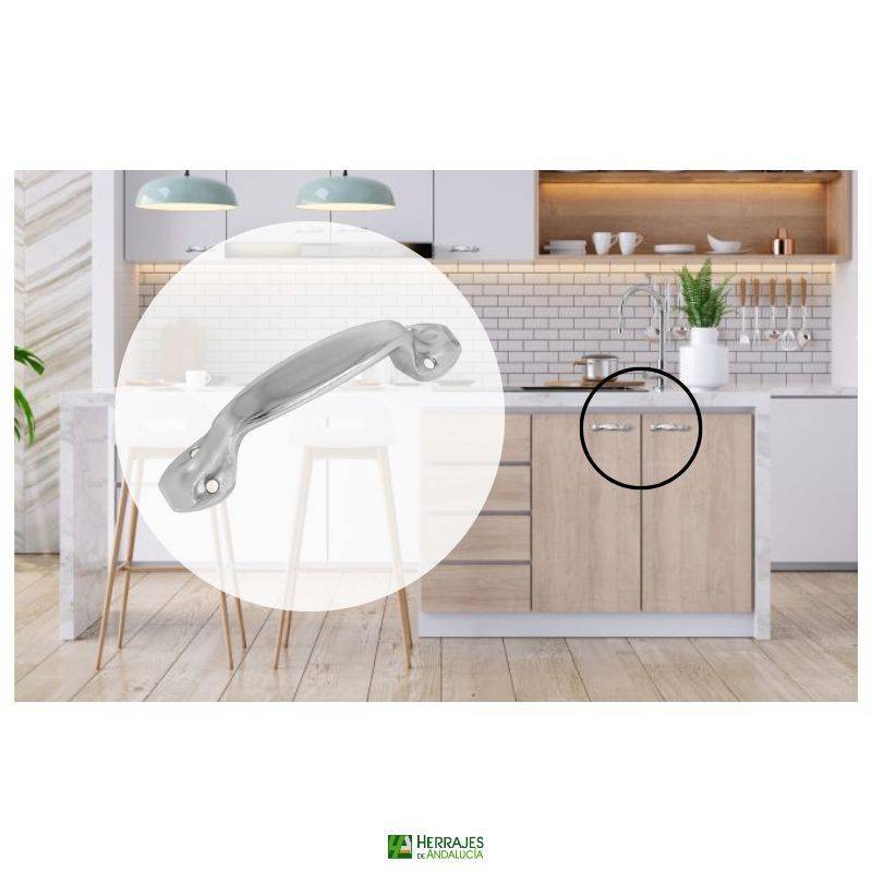 Tirador acero cromado 165 mm | Herrajes de Andalucía