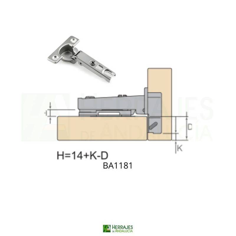 Medidas-Bisagra Cazoleta Modelo Mini P26 Slide On Recta-Herrajes de Andalucía