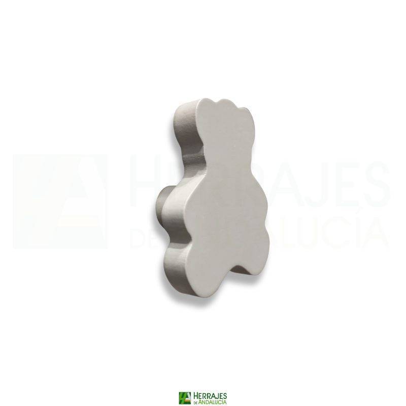 Pomo Mueble Oso 63x53 mm grosor 29 mm madera lacada Gris | Herrajes de Andalucía