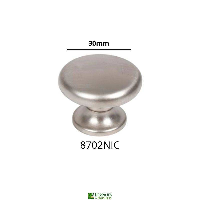 Pomo redondo vintage 30mm níquel cepillado | Herrajes de Andalucía
