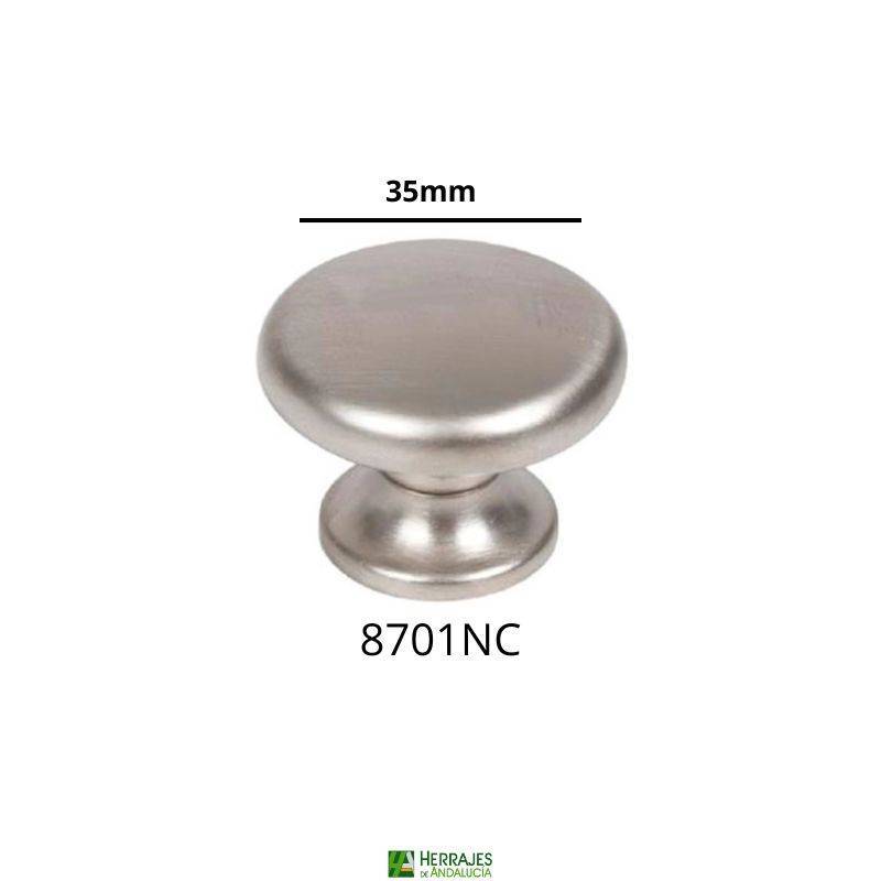 Pomo redondo vintage 35mm níquel cepillado | Herrajes de Andalucía