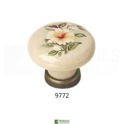 Pomo porcelana floral Ø30 mm bronce viejo | Herrajes de Andalucía