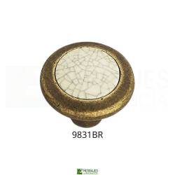 Pomo Ø34 mm porcelana craquelé bronce rústico | Herrajes de Andalucía
