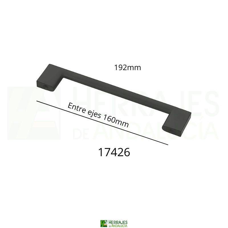 Tirador Matiz 192 mm Negro Mate | Herrajes de Andalucía