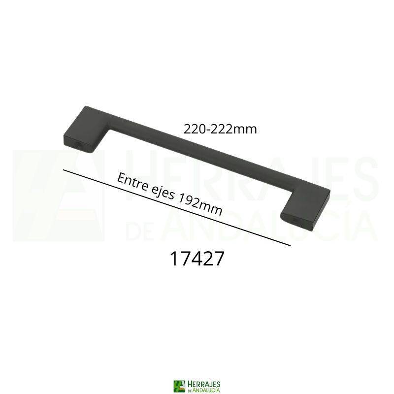 Tirador Matiz 220 mm entre ejes 192mm negro mate | Herrajes de Andalucía