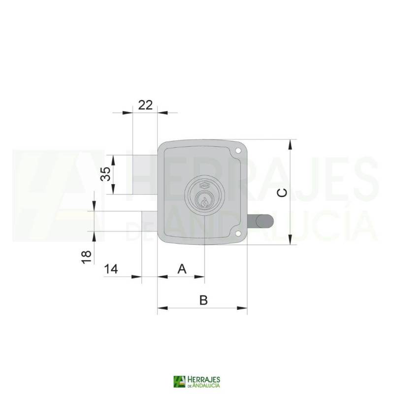 Cerradura sobreponer 4125 con cilindro | Herrajes de Andalucía