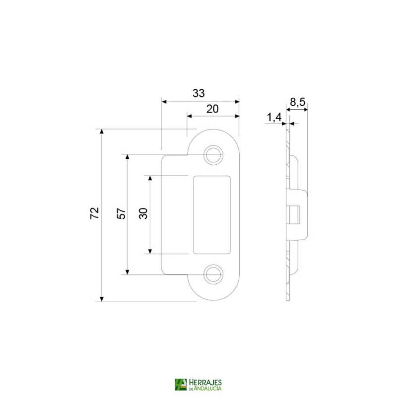 Cerradero Picaporte 2047/5070 72x33 mm Inoxidable | Herrajes de Andalucía