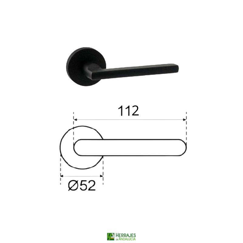 Medida-Manivela modelo Rental con roseta en negro-Herrajes de Andalucía