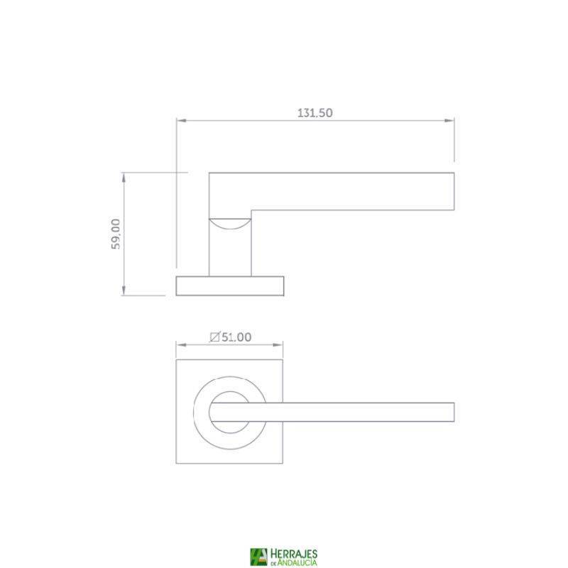Manivela Rental con roseta intercambiable níquel | Herrajes de Andalucía