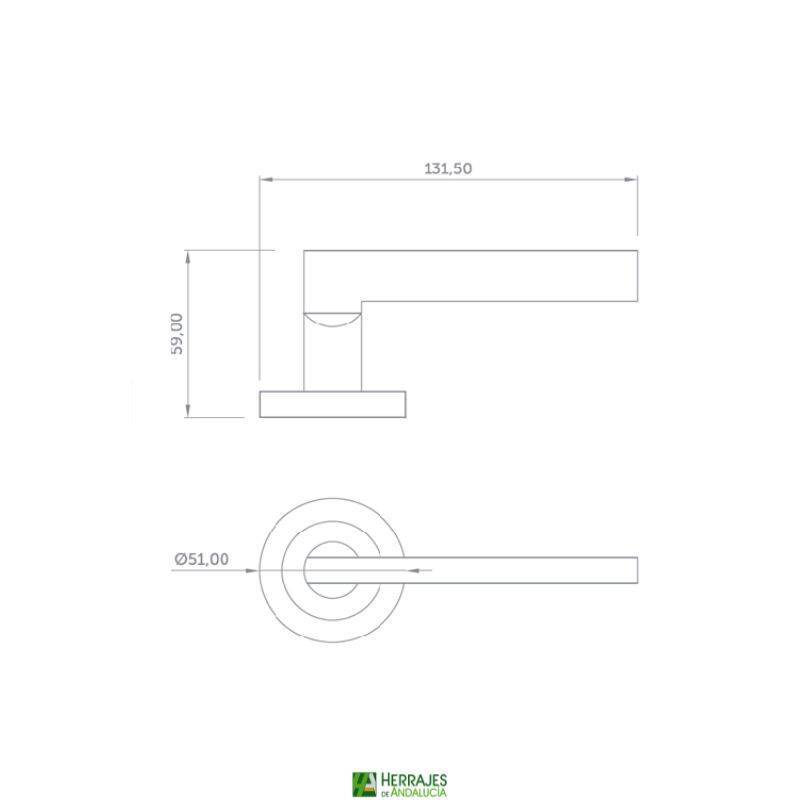 Manivela Rental con roseta intercambiable níquel | Herrajes de Andalucía