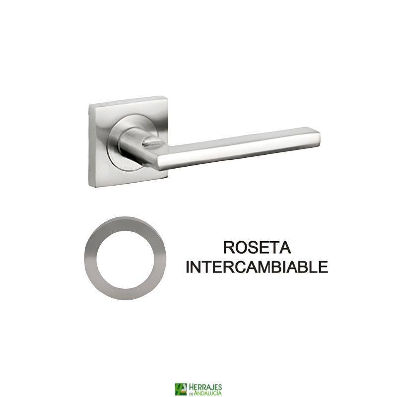 Manivela Rental con roseta intercambiable níquel | Herrajes de Andalucía