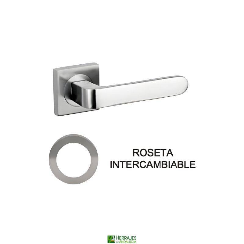 Manivela Rental roseta intercambiable níquel | Herrajes de Andalucía