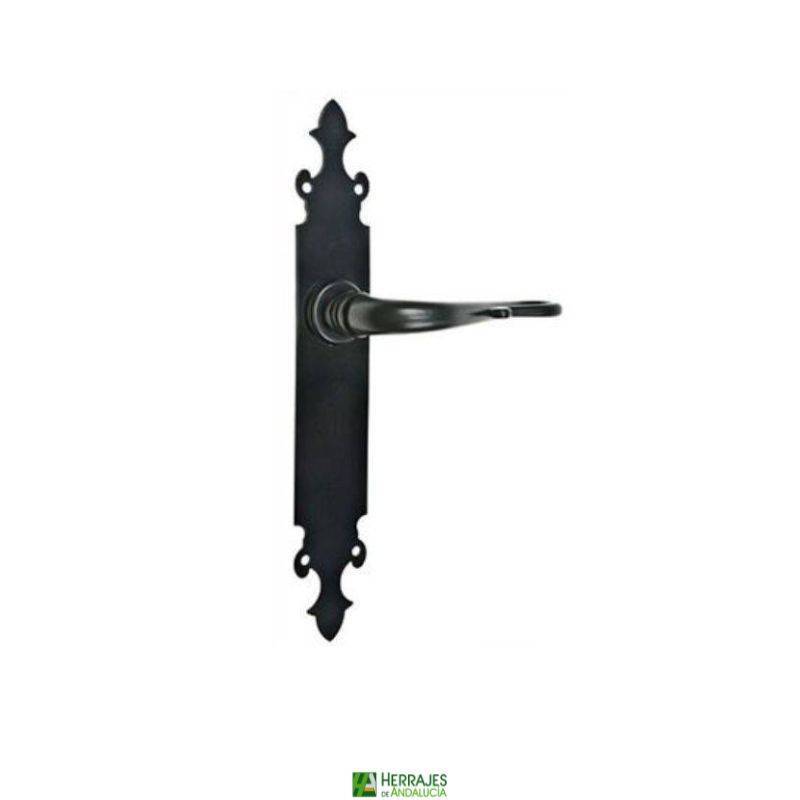 Juego Manivela Flor de Lis Forja Negra 275x42 mm | Herrajes de Andalucía