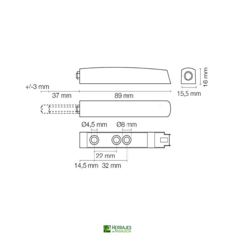 Base para amortiguador o expulsador 89 mm gris | Herrajes de Andalucía