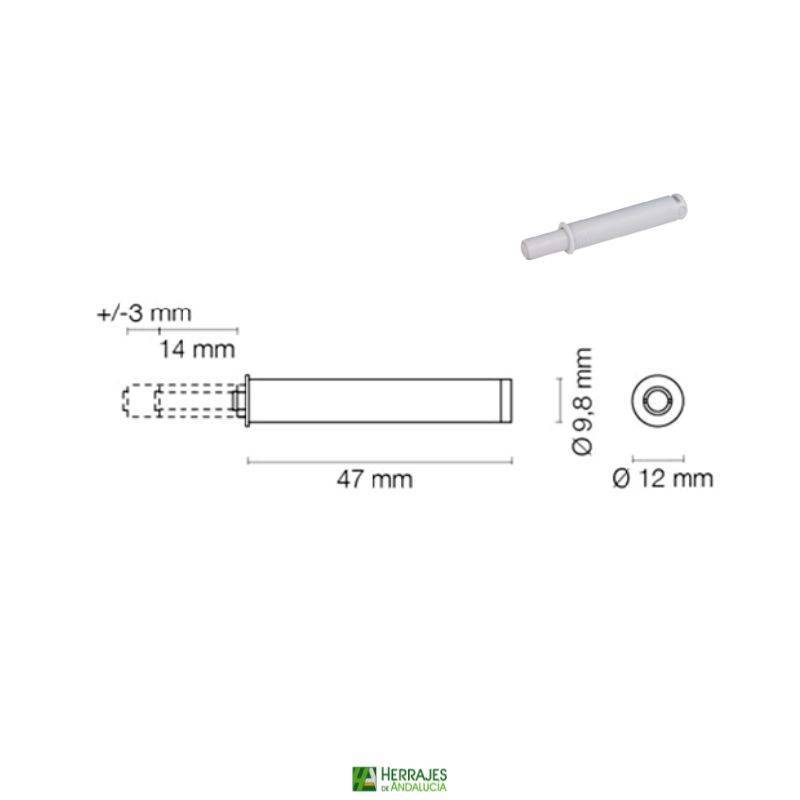 Amortiguador Expulsor Gris 47mm | Herrajes de Andalucía