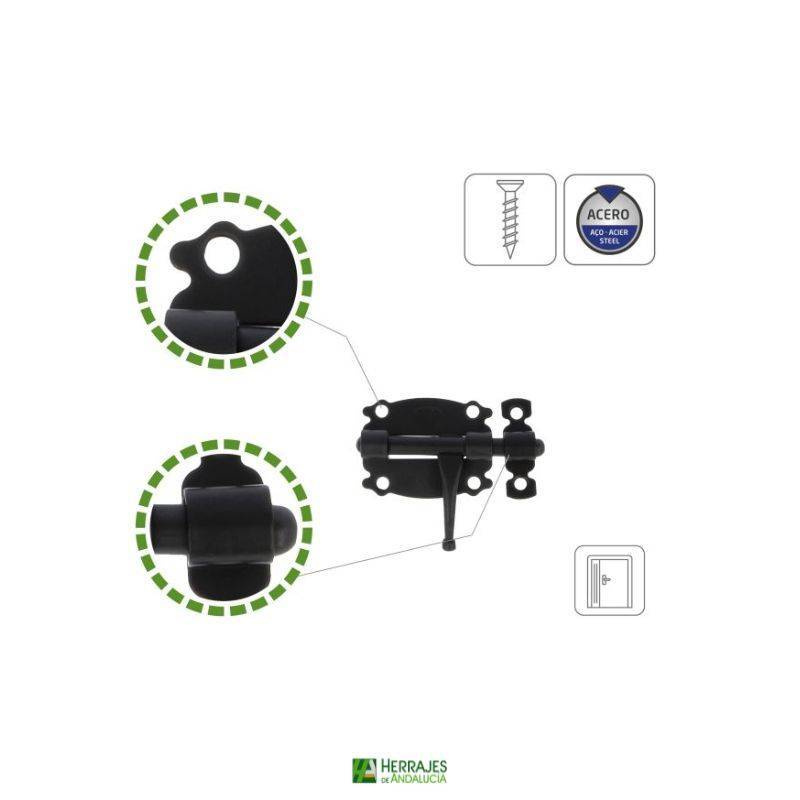 Pasador Rústico 60mm Negro Modelo 484 | Herrajes de Andalucía