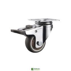 Rueda Giratoria Goma 60 mm con Freno | Herrajes de Andalucía