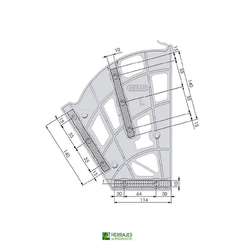 Bases Zapatero Doble 72º Antracita | Herrajes de Andalucía
