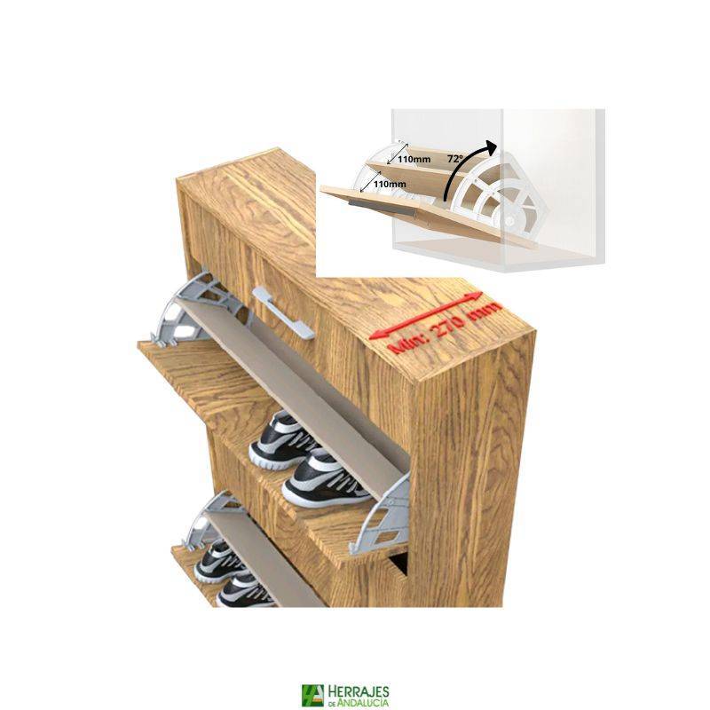 Bases Zapatero Doble 72º Antracita | Herrajes de Andalucía