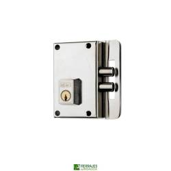 Cerradura Sobreponer 70 mm 2 Bulones Níquel | Herrajes de Andalucía