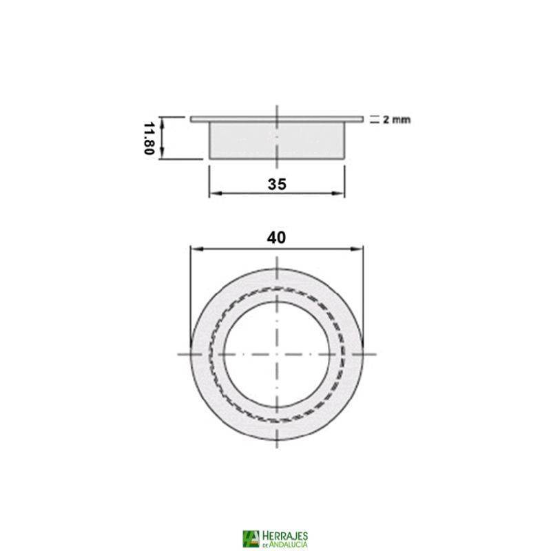 Tirador Embutir Redondo 40mm Inox | Herrajes de Andalucía