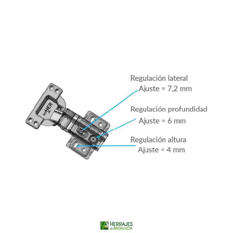 Bisagra cazoleta acodada gran carga 50kg | Herrajes de Andalucía