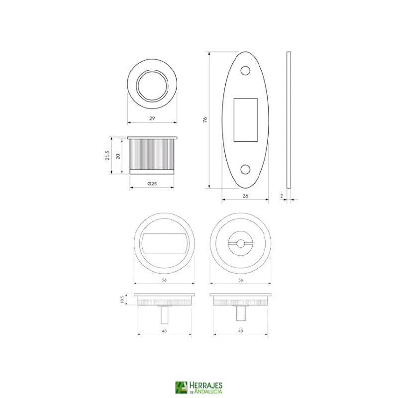 Cerradura Corredera Modelo 202 Níquel | Herrajes Andalucía