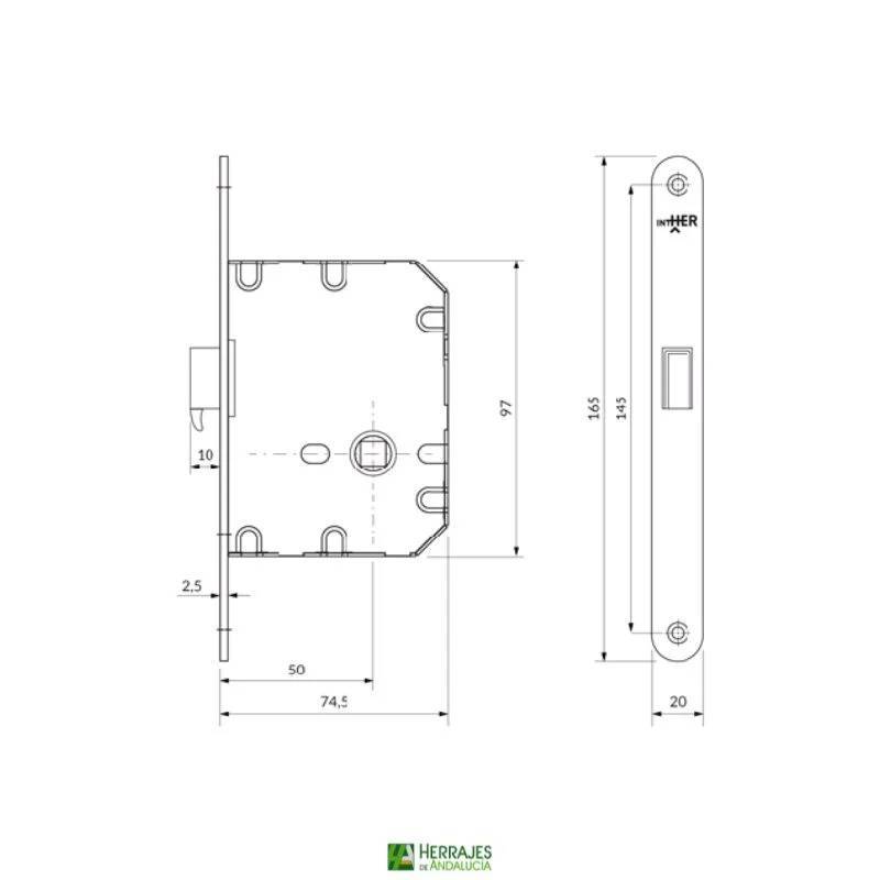 Cerradura Corredera Modelo 202 Níquel | Herrajes Andalucía