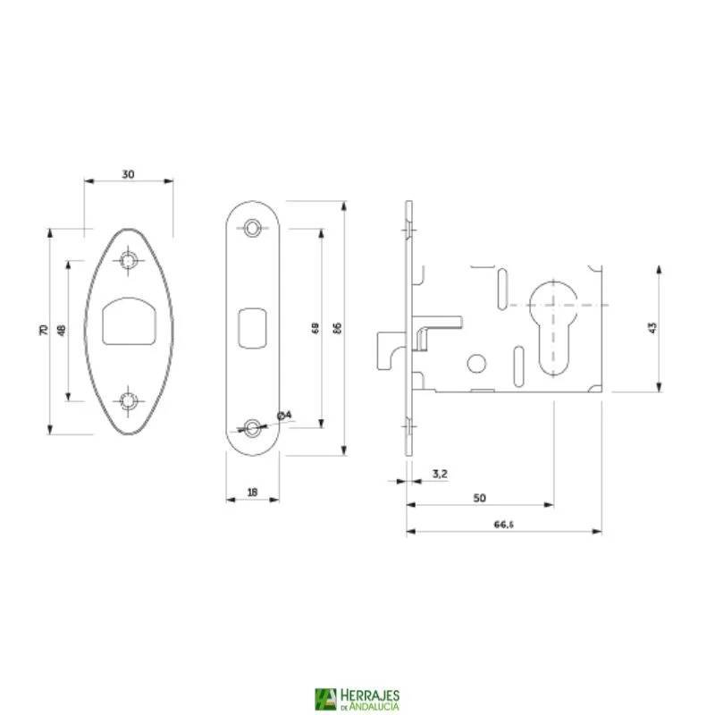 Kit condena corredera 104 acabado cuero + cilindro I5 | Herrajes Andalucía