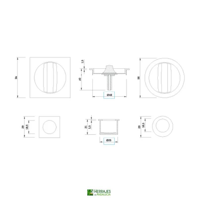 Kit corredera condena 50mm latón | Herrajes Andalucía
