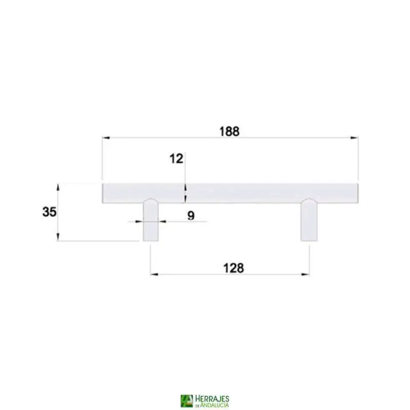 Tirador modular 1212 SS4 negro 188 mm | Herrajes de Andalucía
