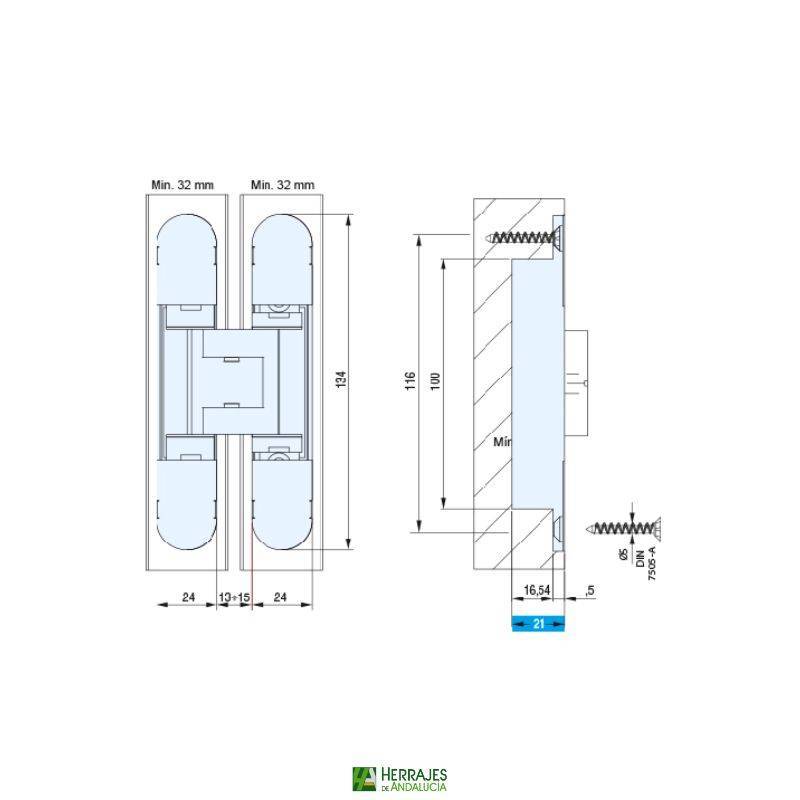 Bisagra oculta BETA30 3D 80kg | Herrajes de Andalucía