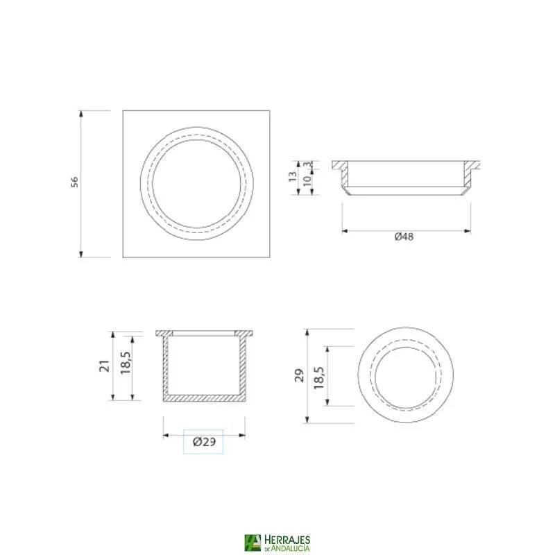 kit puerta corredera 56mm latón | herrajes de andalucía