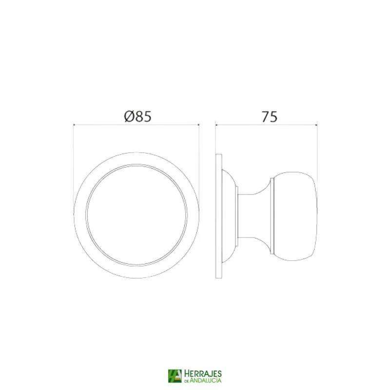 Pomo Puerta redondo Exterior Negro | Herrajes de Andalucía