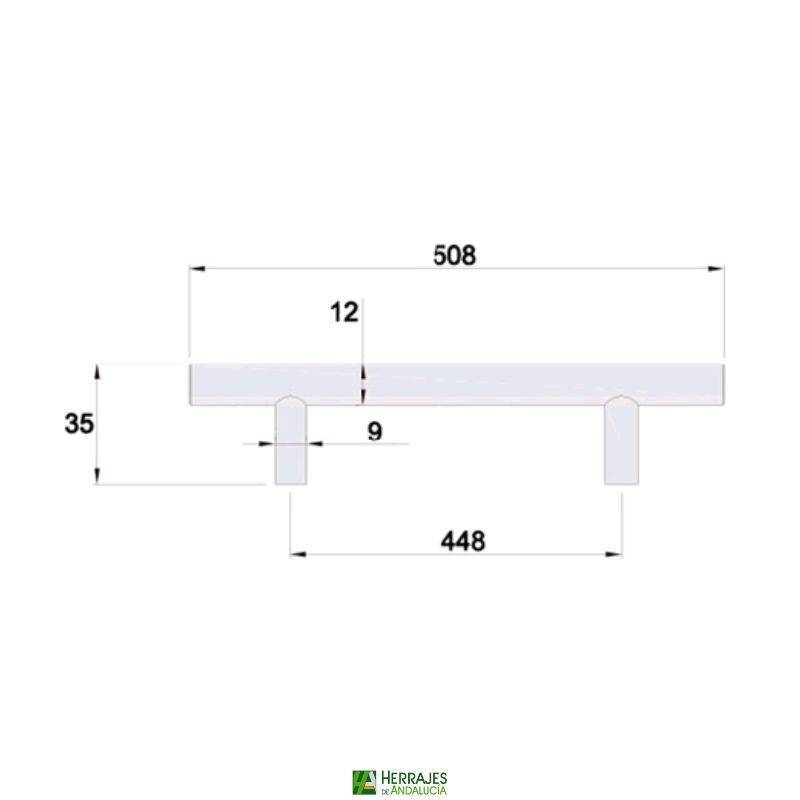Tirador Modular 1212 negro L508mm C448mm H35mm | Herrajes de Andalucía