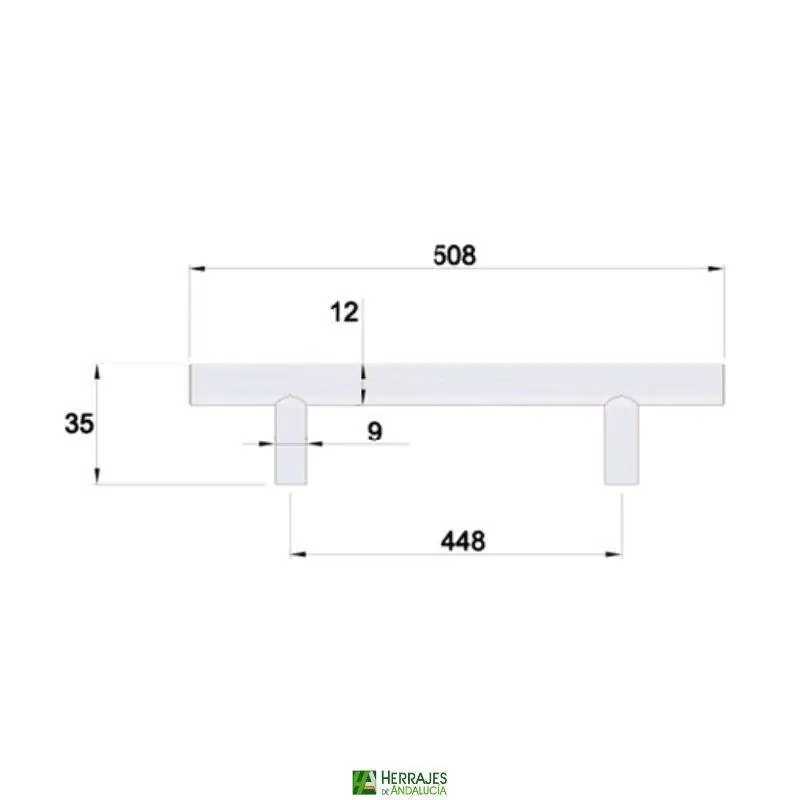 Tirador Modular 1212 negro L508mm C448mm H35mm | Herrajes de Andalucía