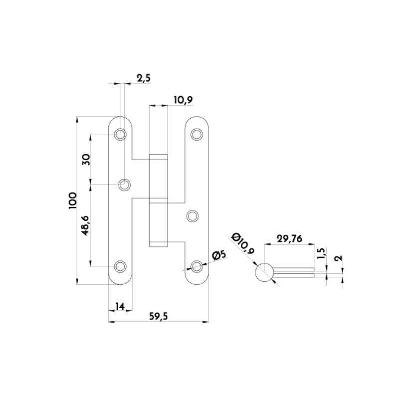 Pernio 3305/100 Canto Redondo Niquelado Izq | Herrajes Andalucía