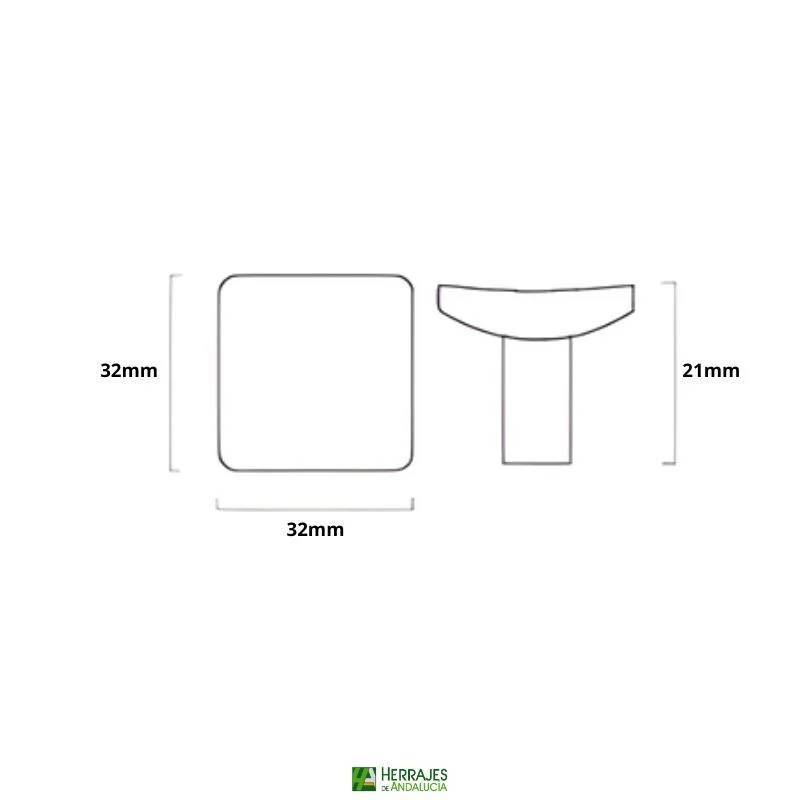 Pomo curvo cromado mate 32mm | Herrajes de Andalucía