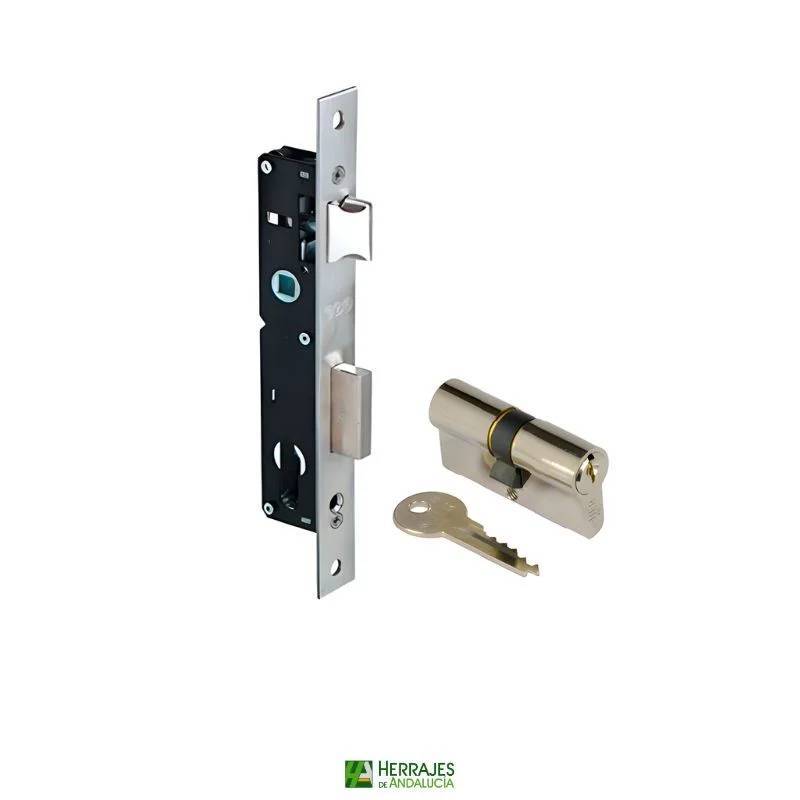 Cerradura embutir serie 7791 pala deslizante con cilindro inoxidable | Herrajes de Andalucía