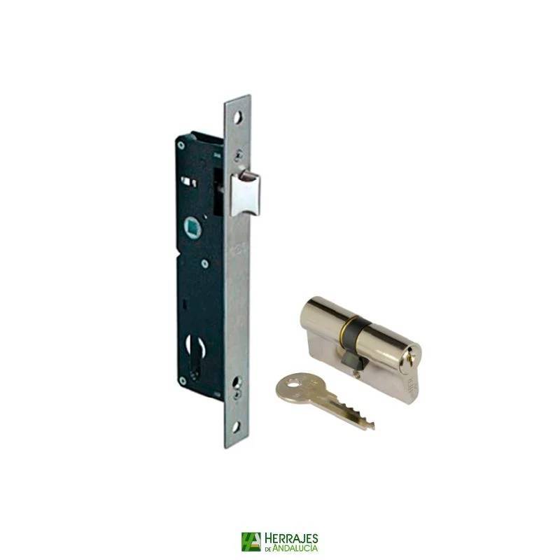 Cerradura embutir 7791 25mm con cilindro I5 60mm inoxidable | Herrajes Andalucía