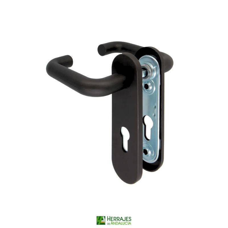 Manivela antipánico cortafuego 170X72mm negra | Herrajes Andalucía