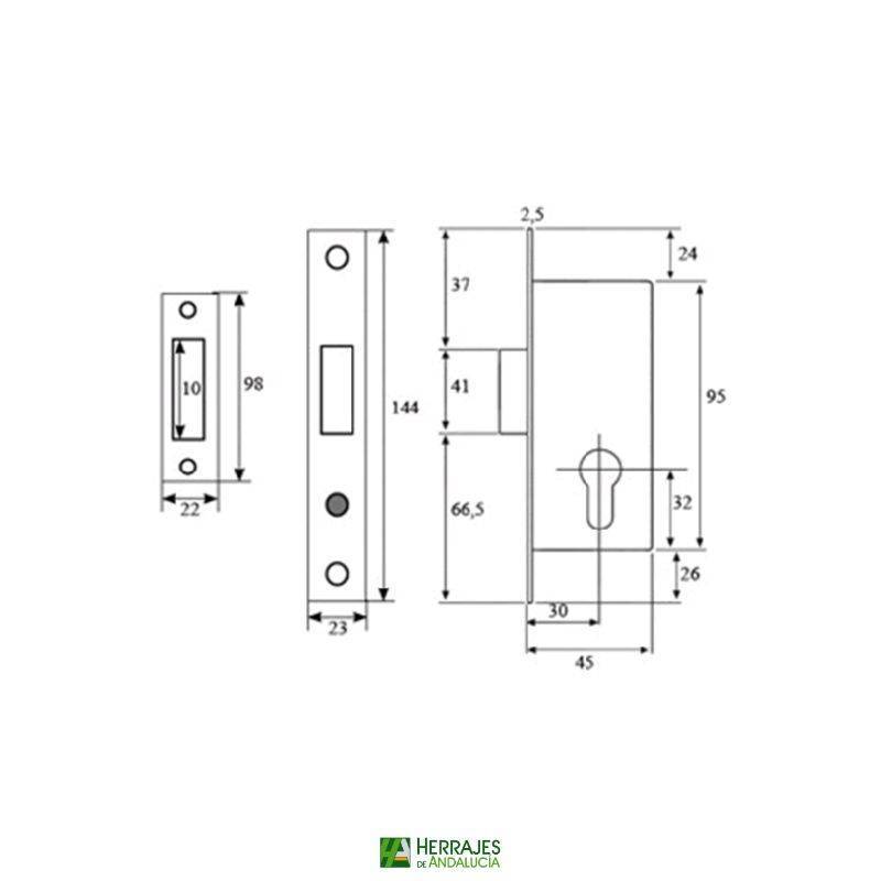 Cerradura Embutir 9791 Punto 30 mm | Herrajes de Andalucía
