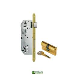Cerradura U30 50mm latonada con cilindro | Herrajes de Andalucía