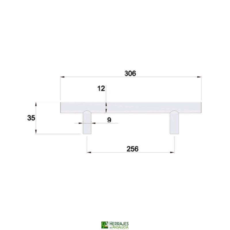 Tirador modular negro 256 mm | Herrajes de Andalucía