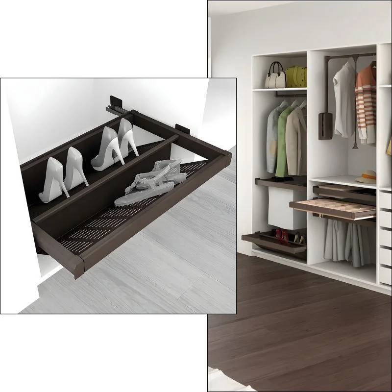 Cajón zapatero extensible 800mm moka | Herrajes de Andalucía