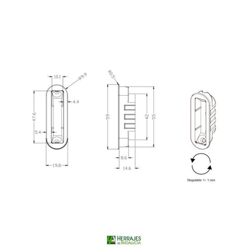 Cerradura magnética B-Forty cromo mate 50mm INTHER | Herrajes Andalucía