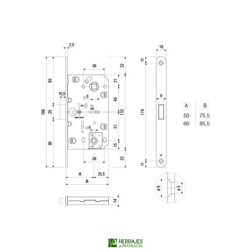 Cerradura magnética B-Forty cuero 50mm INTHER | Herrajes Andalucía